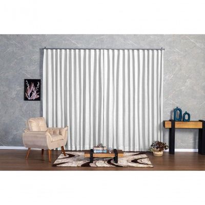 Cortina Microfibra Com Linho 3,00x2,50 Para Trilho Suíço branco