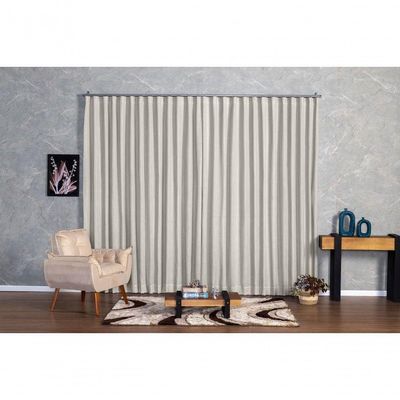 Cortina Microfibra Com Linho 2,80x2,50 Para Trilho Suíço palha