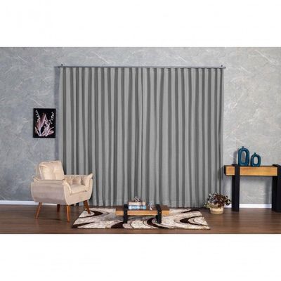 Cortina Microfibra Com Linho 2,80x1,80 Para Trilho Suíço cinza