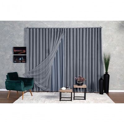 Cortina Blackout Com Voil 2,80x2,50 Para Trilho Suíço cinza