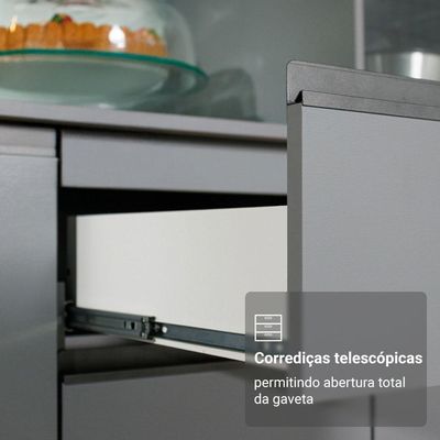 Armário De Cozinha Compacta Suspenso 200cm Nice Madesa 05 Cinza