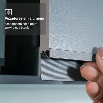 Armário De Cozinha Compacta Suspenso 200cm Nice Madesa 05 Cinza