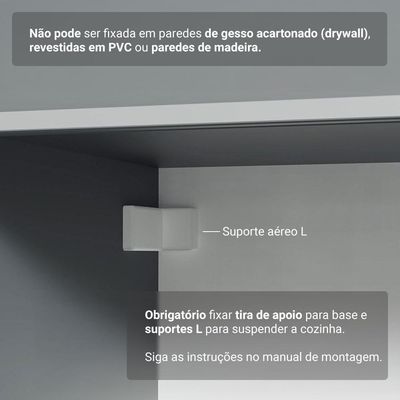 Armário De Cozinha Compacta Suspenso 200cm Nice Madesa 05 Cinza