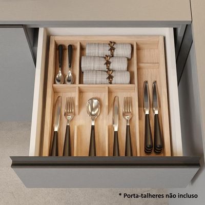 Armário De Cozinha Compacta Suspenso 200cm Nice Madesa XA05 Cinza