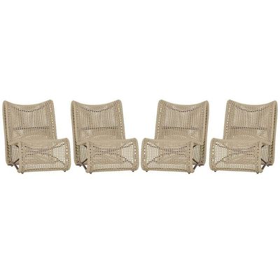 4 Poltronas Texas Em Alumínio Marrom Corda Náutica Trama Rami