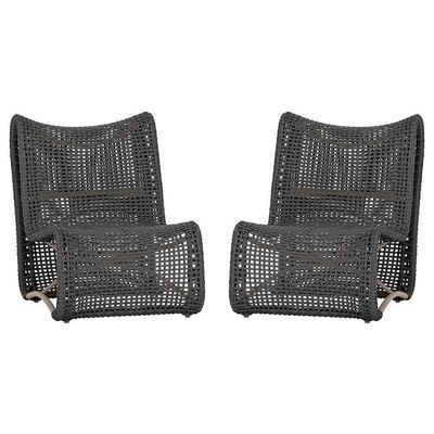 2 Poltronas Texas Em Alumínio Fendi Corda Náutica Trama Preto