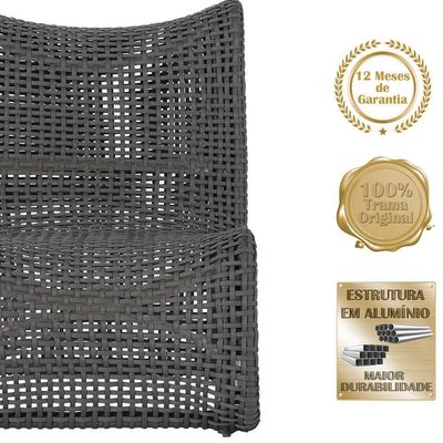 2 Poltronas Texas Em Alumínio Fendi Corda Náutica Trama Preto