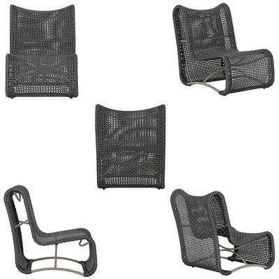 2 Poltronas Texas Em Alumínio Fendi Corda Náutica Trama Preto