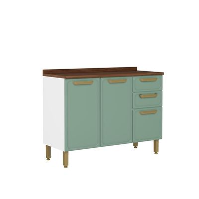 Cozinha Completa 100% Aço 14 Portas 2 Gavetas Bella Bertolini - Verde/Branco