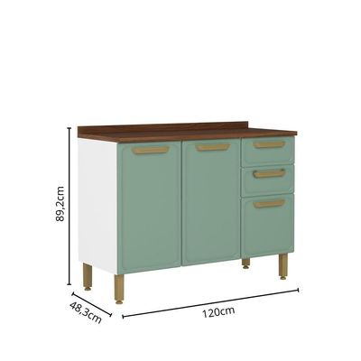 Cozinha Completa 100% Aço 14 Portas 2 Gavetas Bella Bertolini - Verde/Branco