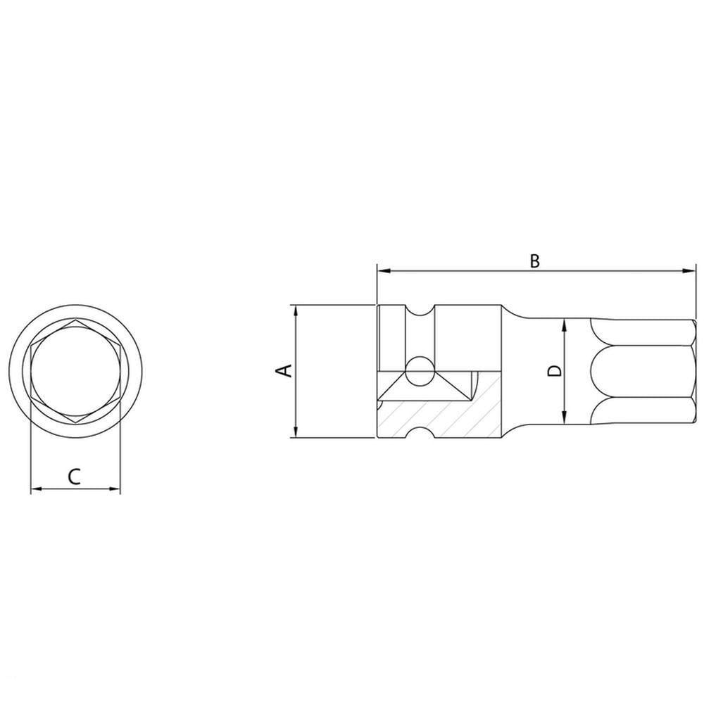 Soquete De Impacto Ponta Hexagopnal Em Aço Cromo Molibdênio 14 Mm - Encaixe 1/2&#039&#039 Tramontina