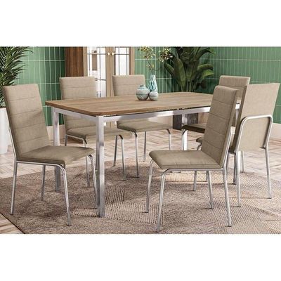 Mesa Para Cozinha Reno Com Tampo 160cm Cromada Nogueira Kappesberg