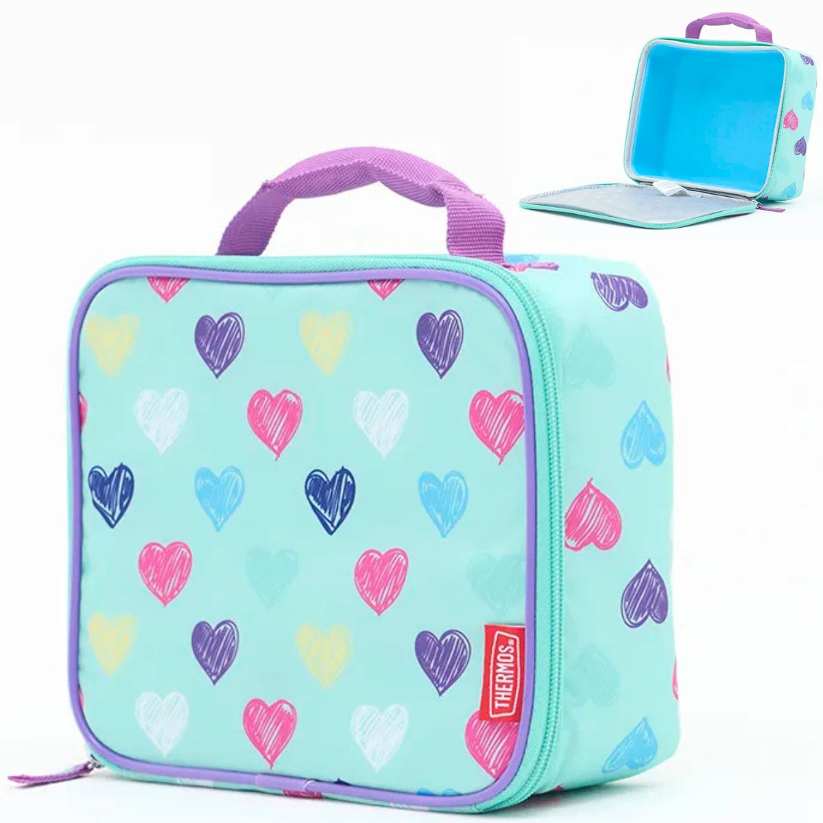 LANCHEIRA TÉRMICA INFANTIL CORAÇÕES COLORIDOS - THERMOS