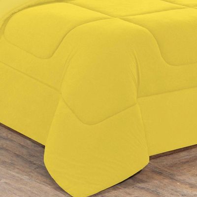 Kit Edredom + Jogo De Lençol Malha 100% Algodão Gran Moratta 6 Peças Queen - Amarelo-amarelo.