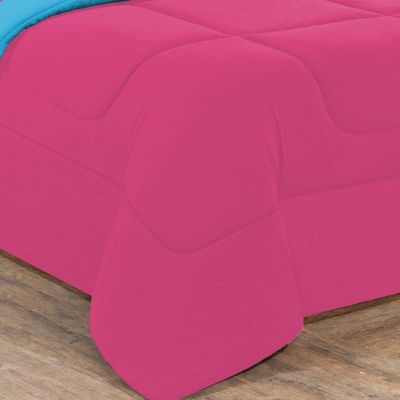 Kit Edredom + Jogo De Lençol Malha 100% Algodão Gran Moratta 4 Peças Solteiro - Pink -azul Turquesa.