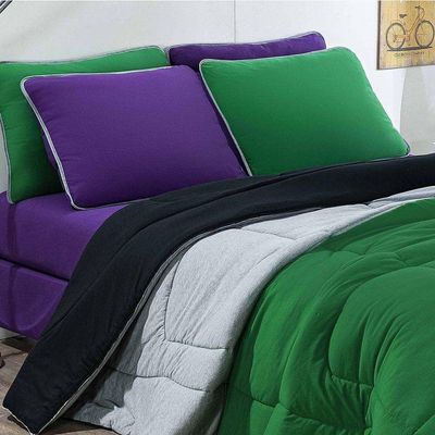 Edredom 100% Algodão Urbano 1 Peça King Verde Bandeira-mescla-preto