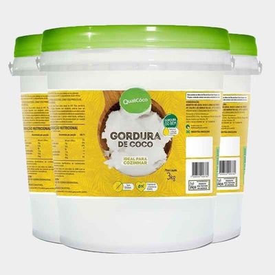 Kit 3 Gordura De Coco Balde 3kg Qualicôco