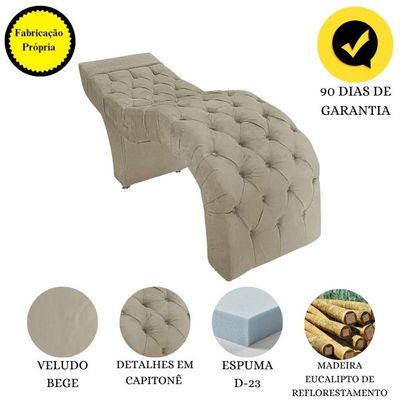 Maca Estofada Estética Cílios Salão Spa Veludo Mirela Cor:bege