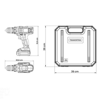 Parafusadeira/furadeira 12 V Tramontina à Bateria 16 Peças Tramontina