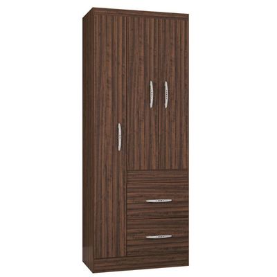 Guarda Roupa Solteiro Milão 3 Portas 2 Gavetas Poquema Chocolate