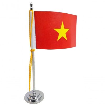 Mini Bandeira De Mesa Vietnâ 15 Cm Poliéster