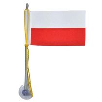 Mini Bandeira Polônia Com Ventosa Poliéster (5,5cm X 8,5cm)