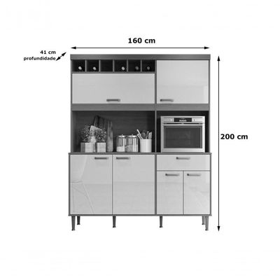 Kit Cozinha Dakota Com 11 Portas E 2 Gavetas Jequitiba Off White Lukaliam