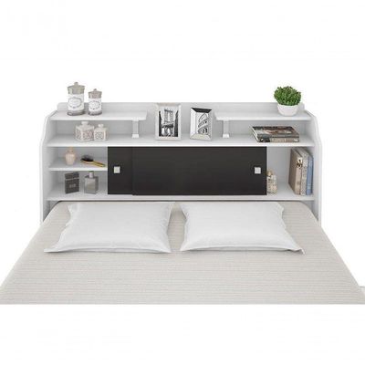 Cabeceira Box Queen 1,58cm Elisa Branco Ou Branco Preto Framar Móveis
