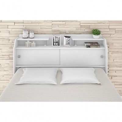 Cabeceira Box Queen 1,58cm Elisa Branco Ou Branco Preto Framar Móveis