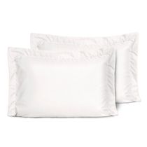 Kit Fronhas Slim Com 3 Abas Percal 200 Fios 50cm X 70cm 2 Peças - Branco