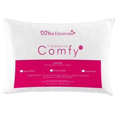 Travesseiro Comfy Suporte Médio Fibra Siliconizada 500 Gramas 70cm X 50cm - 1 Unidade