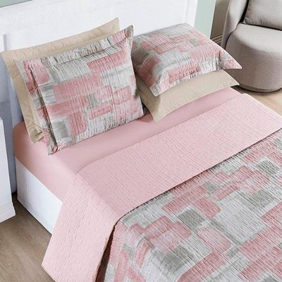 Cobre Leito Casal Padrão Cotton Select Dupla Face 200 Fios 3 Peças - Quadri