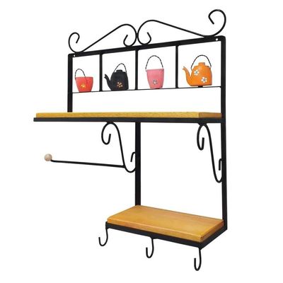 Prateleira De Cozinha Rustica Com Porta Papel Toalha Modelo Panelinhas