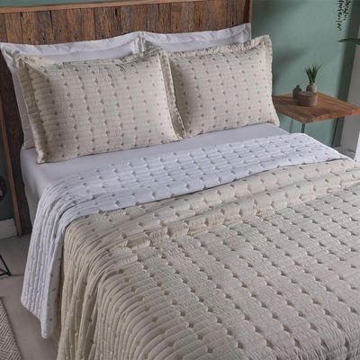 Cobre Leito Casal Padrão Decor Bordado 200 Fios 3 Peças - Avela