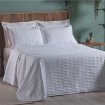 Cobre Leito King Decor Bordado 200 Fios 3 Peças - Branco