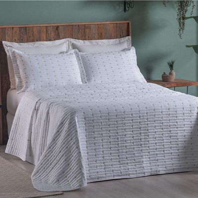 Cobre Leito King Decor Bordado 200 Fios 3 Peças - Branco