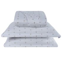 Cobre Leito King Decor Bordado 200 Fios 3 Peças - Branco