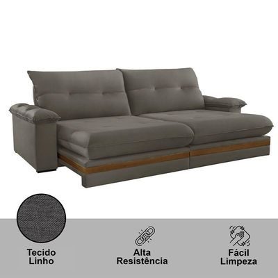 Sofá Avalon 02 Módulos De 90cm Br25cm Meu Sofá Online A231 Linho Cinza Escuro