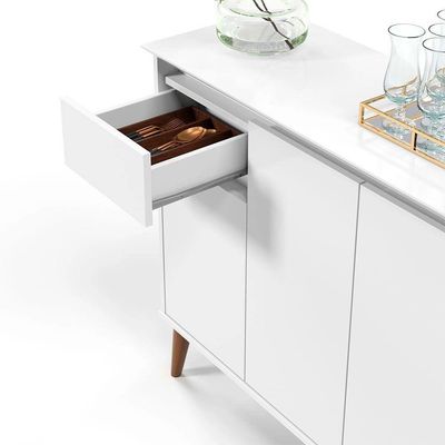 Balcão Buffet Veneza 3 Portas 1 Gaveta 93cm Ej Móveis Branco