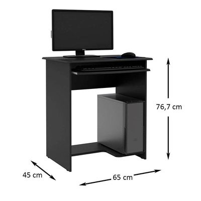 Mesa Escrivaninha Para Computador Prática 65cm Ej Móveis Preto