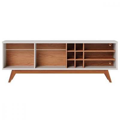 Rack Para Tv Noronha 70 Pol 2 Portas 2 Prateleiras Colibri Off White Matte-freijó