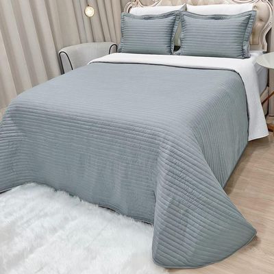 Cobre Leito Queen Dual Micropercal 200 Fios Dupla Face 3 Peças - Cinza