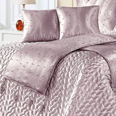 Kit Cobre Leito King Perola Com Almofadas E Xale 10 Peças - Rose