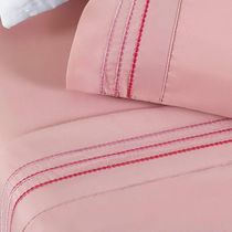 Jogo De Lençol Casal Padrão Allegra Percal 200 Fios 4 Peças - Sal Rosa