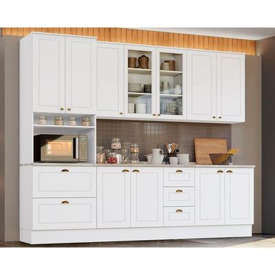 Cozinha Completa 7 Peças Americana 2 Aéreos 1 Paneleiro 2balcões 2 Complementos C5p45 Branco