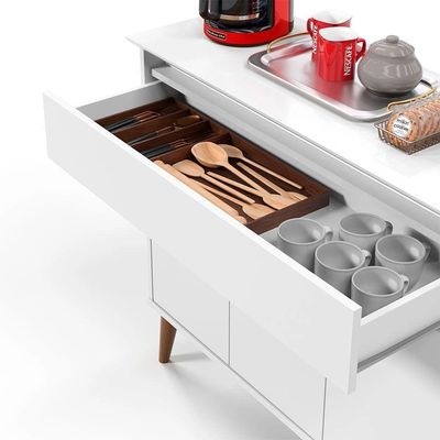 Aparador Buffet Zeus Retrô 3 Portas 1 Gaveta Ej Móveis Branco