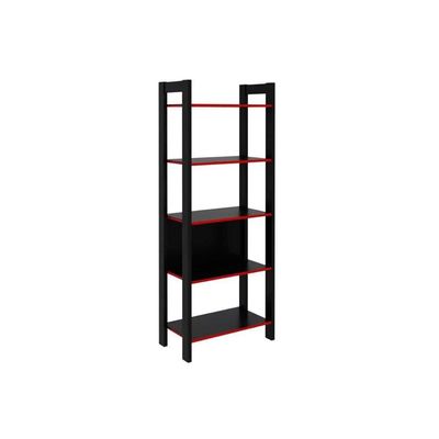 Estante Livreiro de Escritório ME4166 c/ 5 Prateleiras Preto/Vermelho - Tecno Mobili
