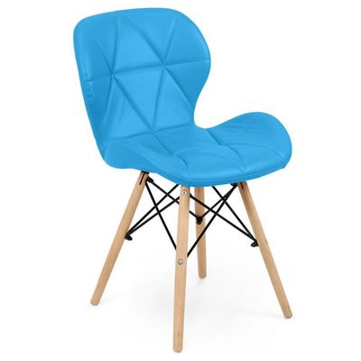 Kit 05 Cadeiras Charles Eames Eiffel Slim Wood Estofada - Azul
