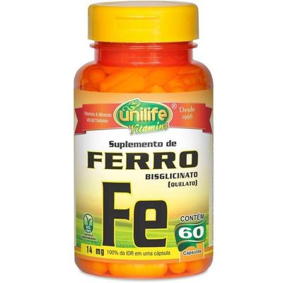 Kit 2 Ferro Quelato Fe 14Mg 60 Cápsulas Unilife