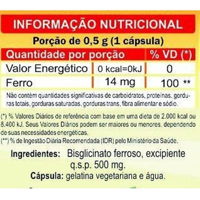 Kit 2 Ferro Quelato Fe 14Mg 60 Cápsulas Unilife